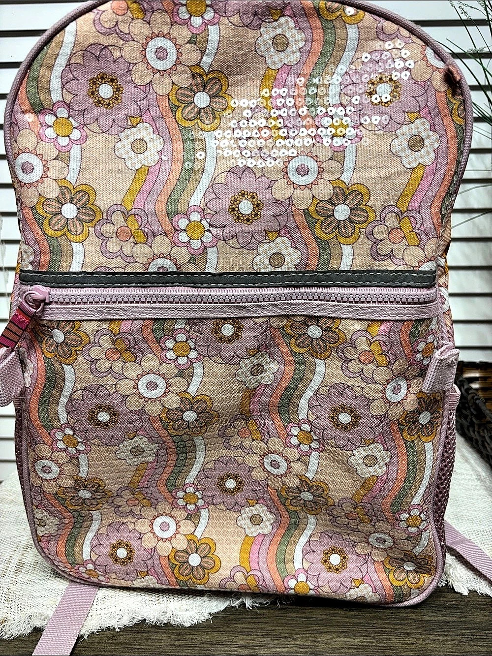 Floral Backpack in Pink & Brown
